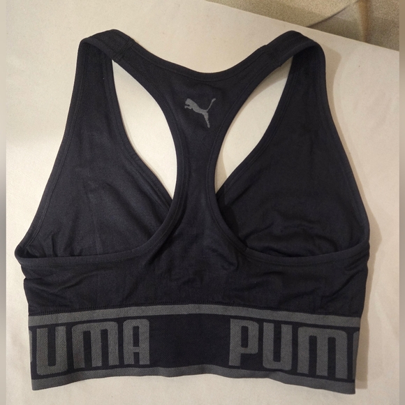 Puma Women's Racer Back Sports Bra Size Large Black - Picture 3 of 3